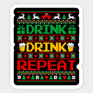 Christmas Drink Drink Repeat Funny Sticker